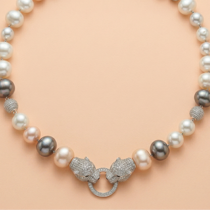 Panther Grey And White Necklace