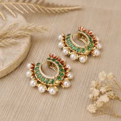 Pearl Enamel Hoop Earrings