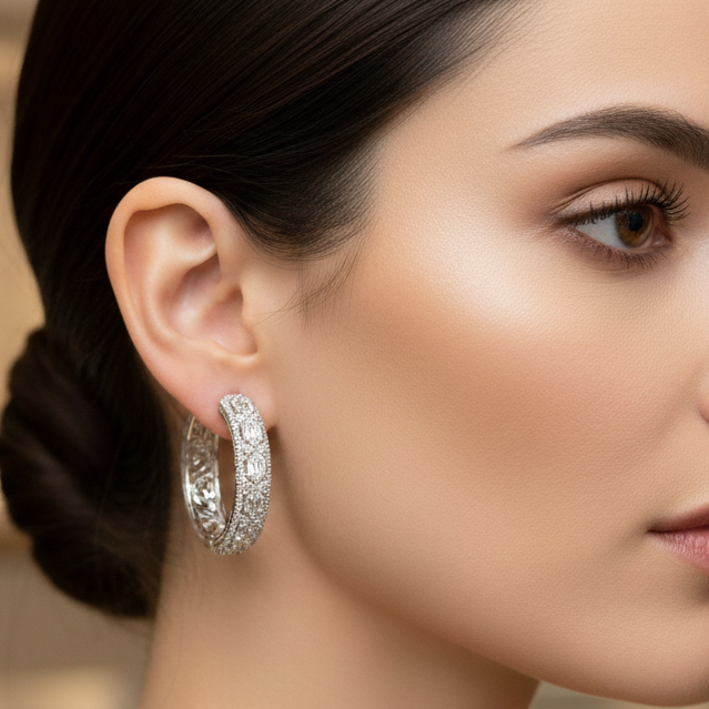 Luxury Studded Hoop Earrings