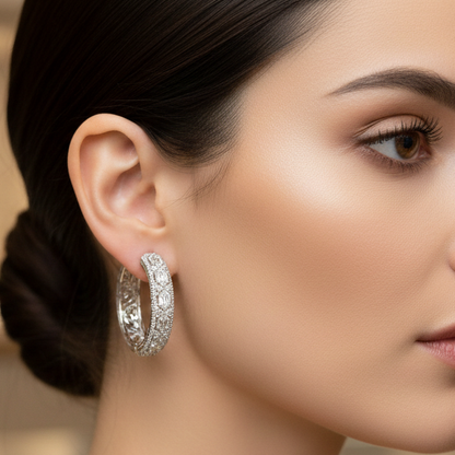 Luxury Studded Hoop Earrings