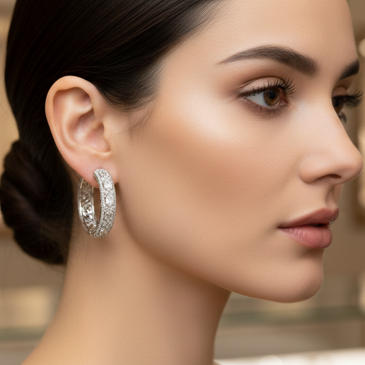 Luxury Studded Hoop Earrings