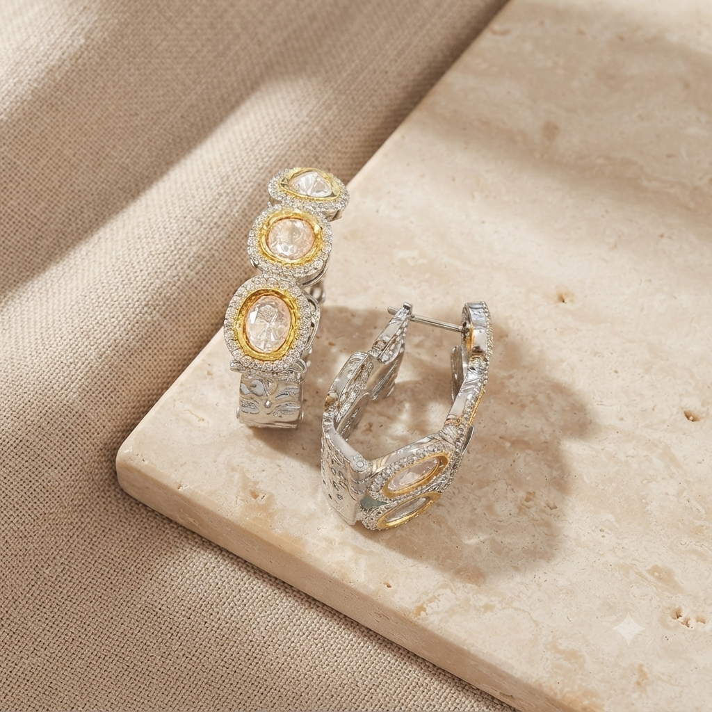 Polki Hoop Earrings