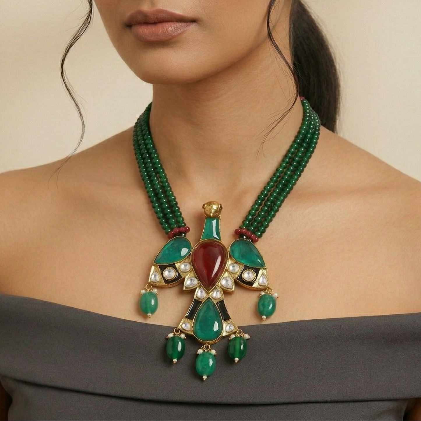 Mor Polki Necklace Set