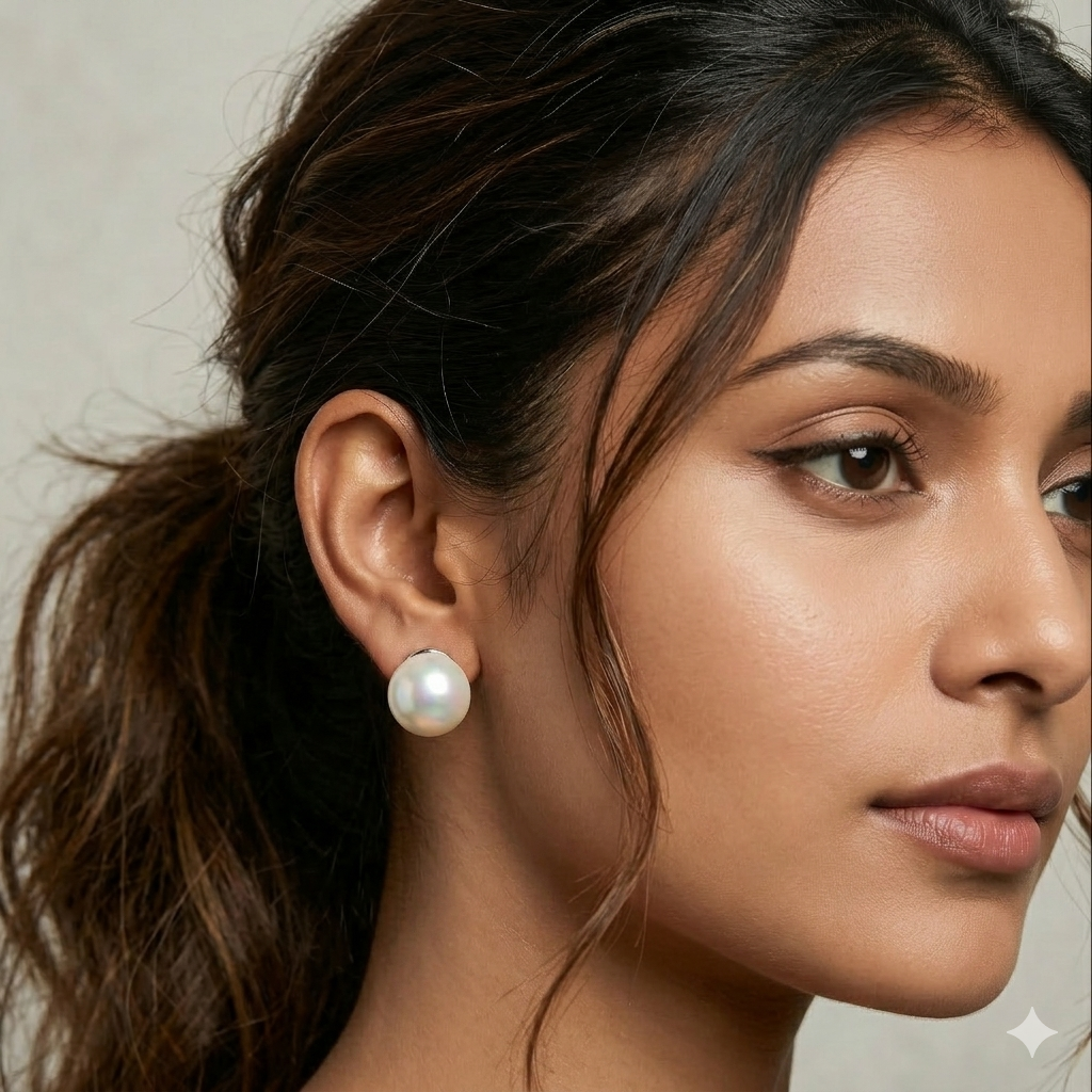 White Rainbow pearl studs earrings