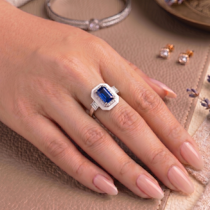 BLUE ENAMEL RING