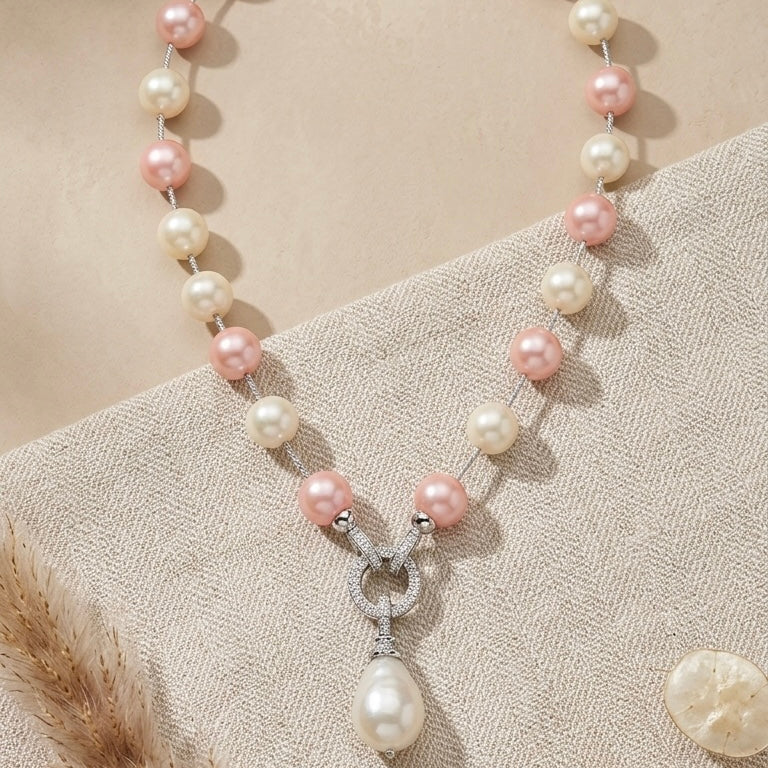 Pastel Pink Drop Necklace