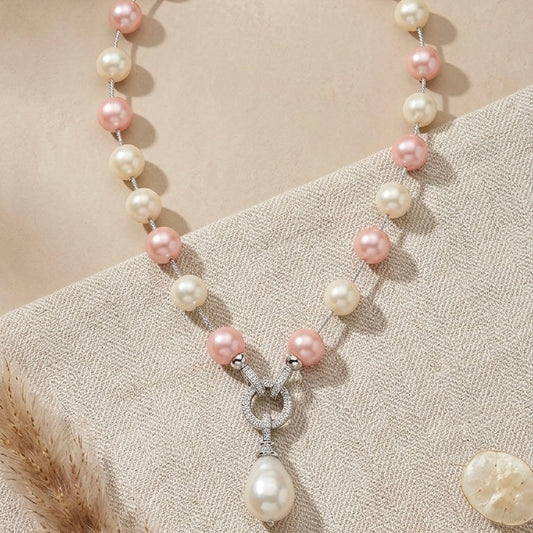 Pastel Pink Drop Necklace