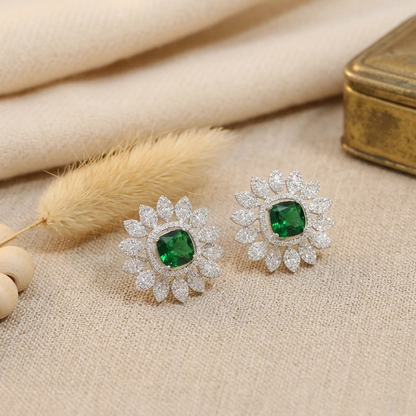 Soma Green Stone Studded Zirconia Earrings