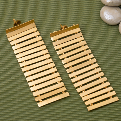 Modern Striped Golden Dangler earrings