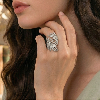 Grand Leafy Zirconia Ring