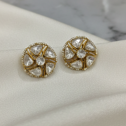 Classic Gold-Tone Crystal Stud Earrings