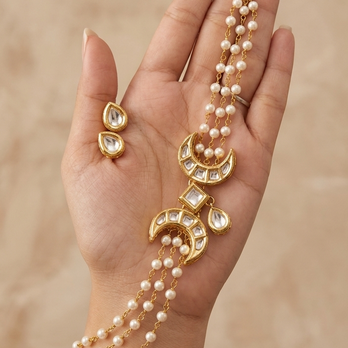 Gold and Pearl Choker Necklace