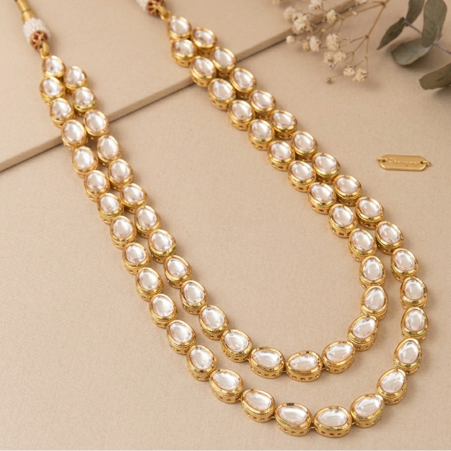 Akansha Double Line Polki Necklace