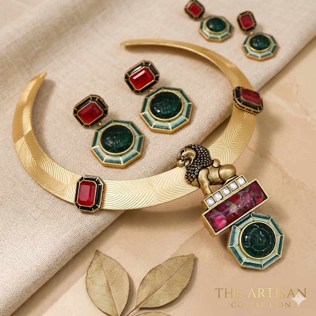 Givika Modern Enamel Necklace Set