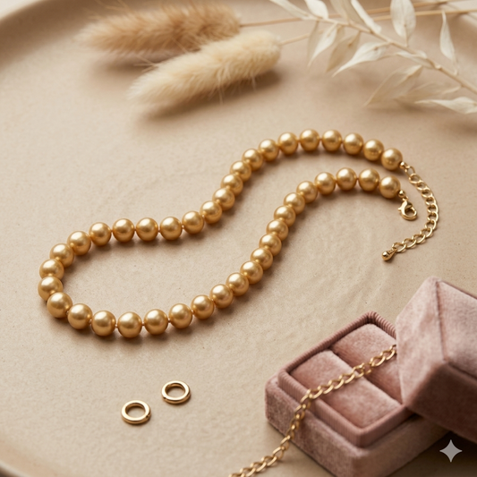Gold Toned Small Pearls Necklace