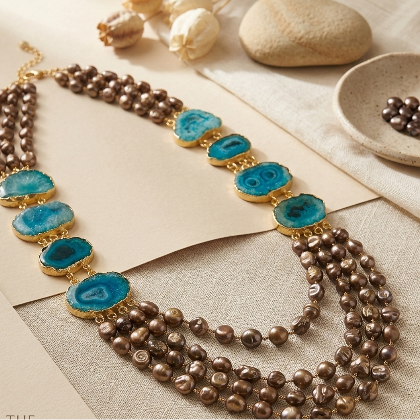 Blue and Olive Colour Necklace