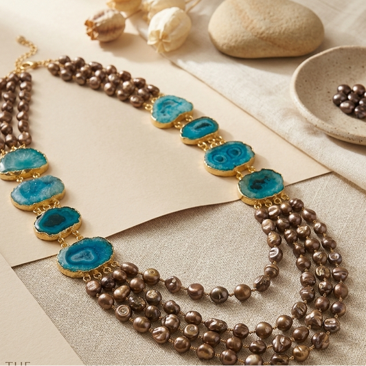 Blue and Olive Colour Necklace