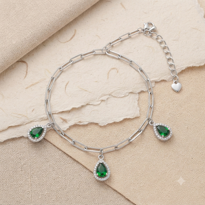 Emerald Toned Charms Chain Braclet