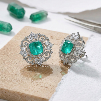 Aqua Colour AD Studs Earrings