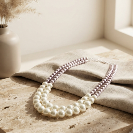 Rosegold & White Pearl Necklace