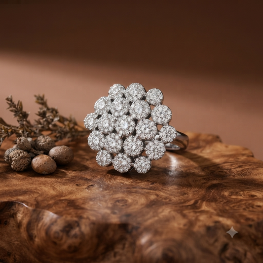 Adjustable CZ Cocktail Ring