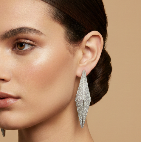 Silver Crystal Statement Drop Earrings