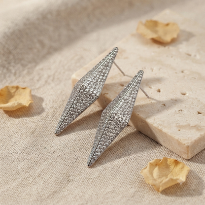 Silver Crystal Statement Drop Earrings