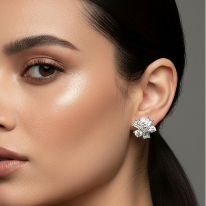 Ivory Spark Crystal Stud Earrings