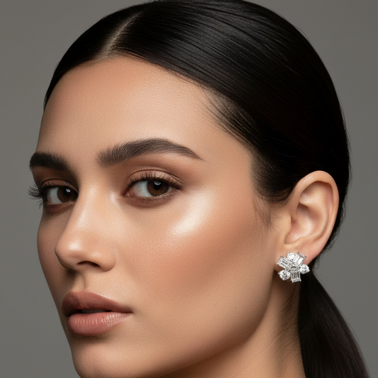 Ivory Spark Crystal Stud Earrings