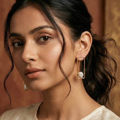 White Pearls Druzy Earrings