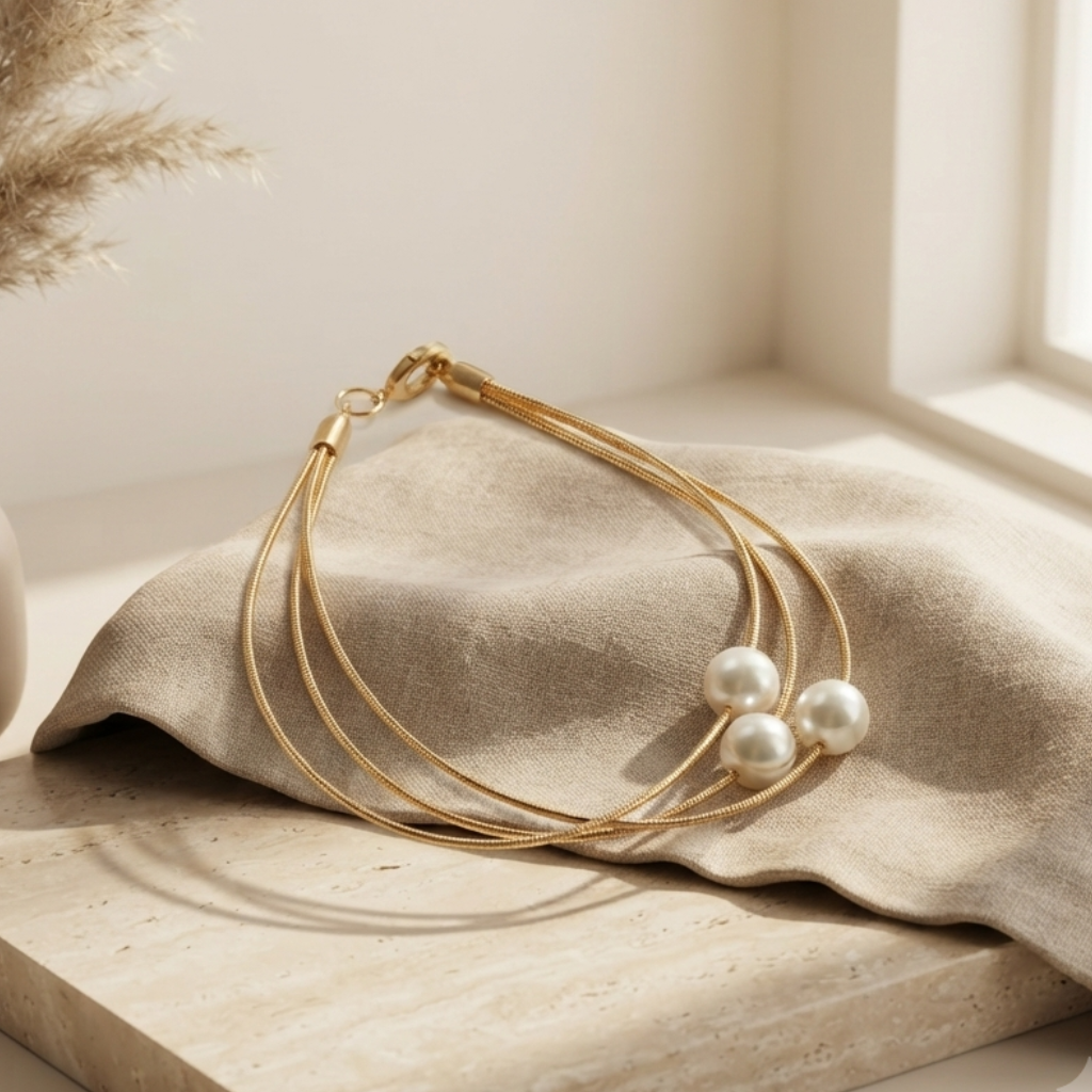 Gold Plated Stainless Steel Triple layer Bangle