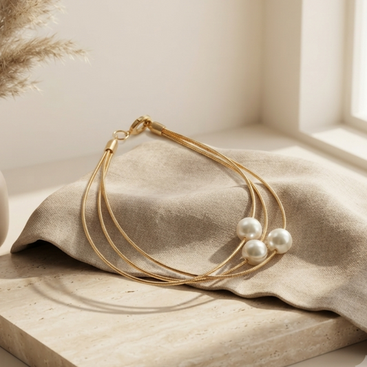 Gold Plated Stainless Steel Triple layer Bangle