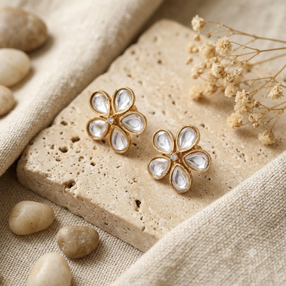 Polki Flower Earrings