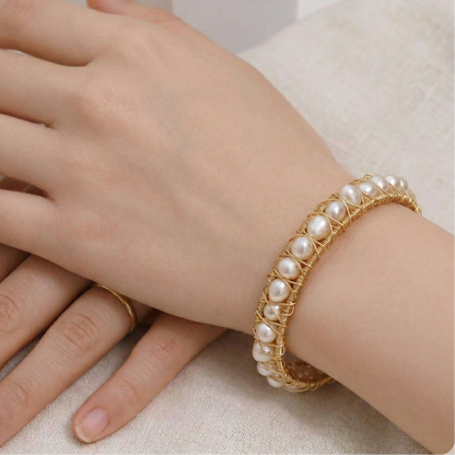 Anyaa White Pearl Openable Bracelet cum Bangle