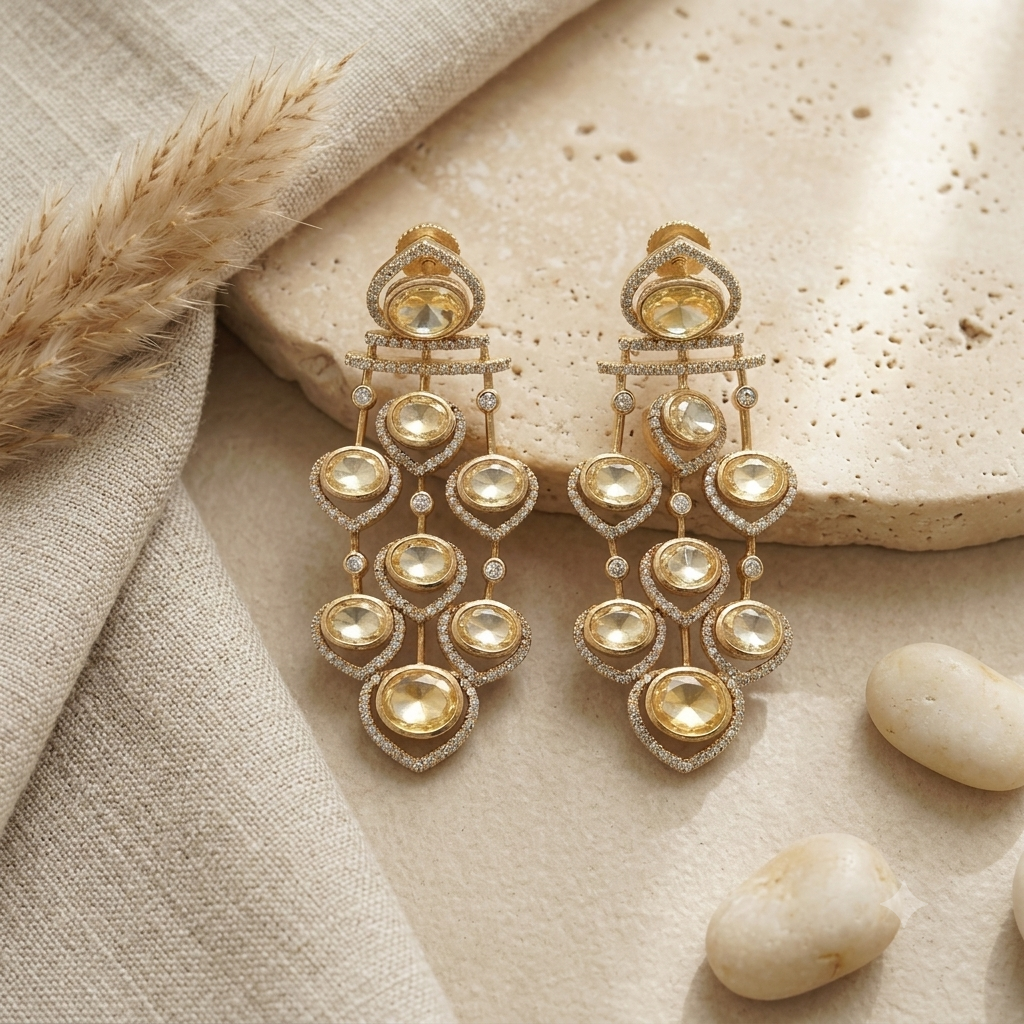 Rukhsar Polki Drop Earrings