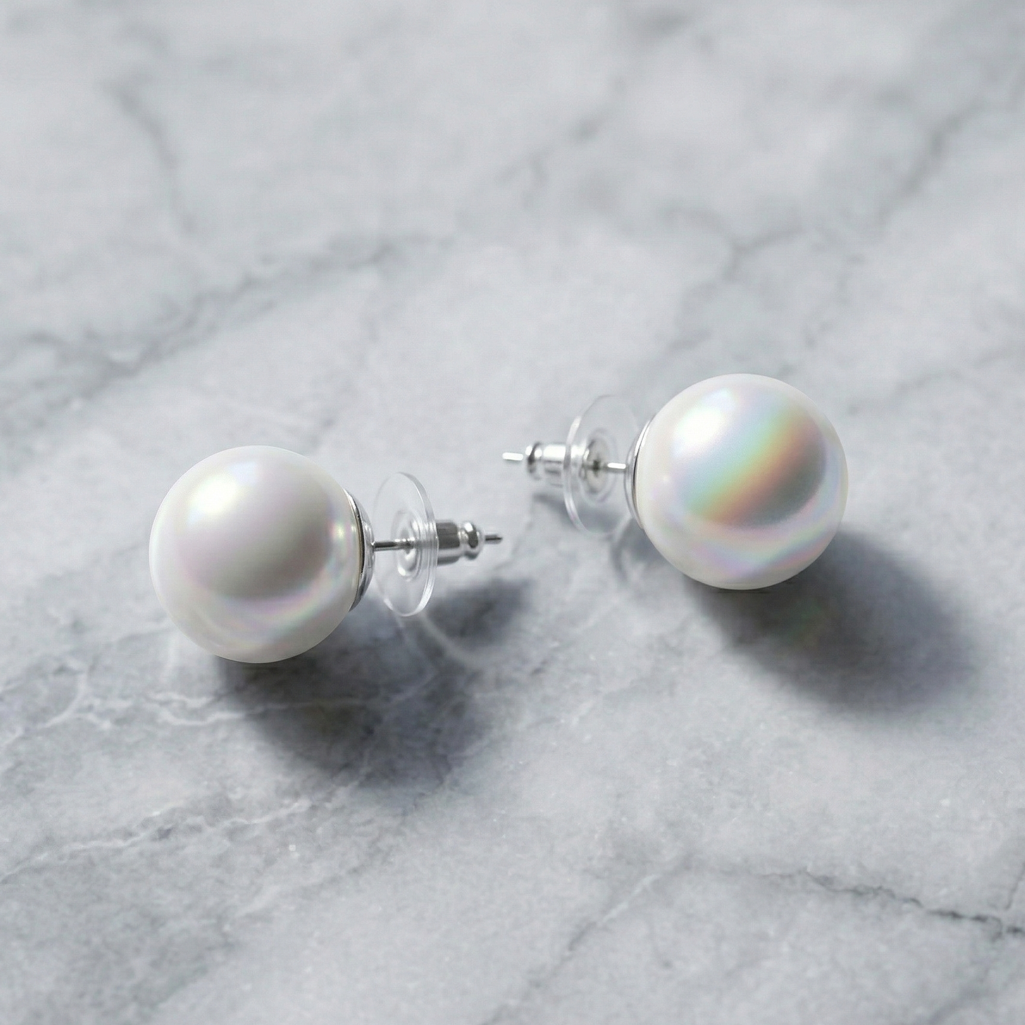 White Rainbow pearl studs earrings
