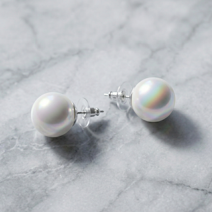 White Rainbow pearl studs earrings