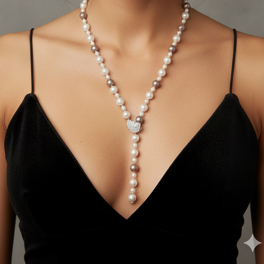 Ivory Grace Pearl Lariat Necklace