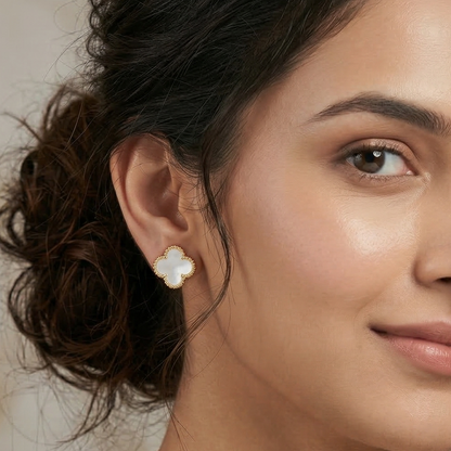 White Enamel Stud Earrings