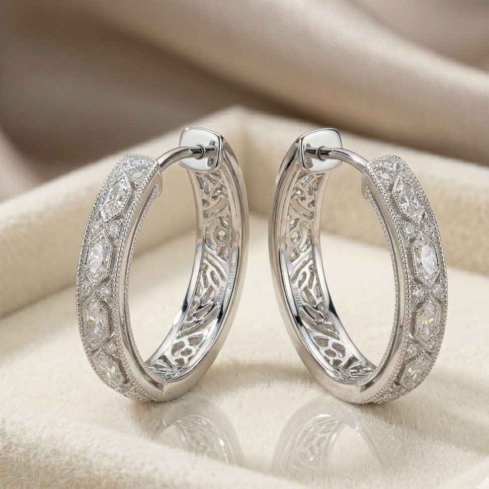 Luxury Studded Hoop Earrings