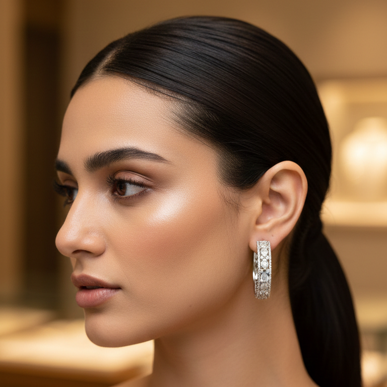 Modern Glam Pave Hoop Earrings