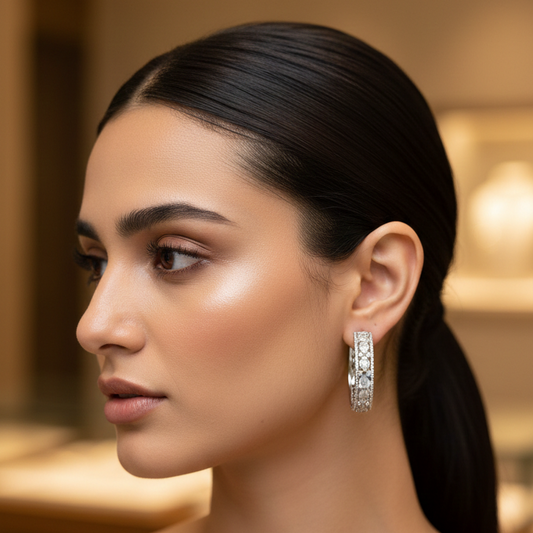 Modern Glam Pave Hoop Earrings