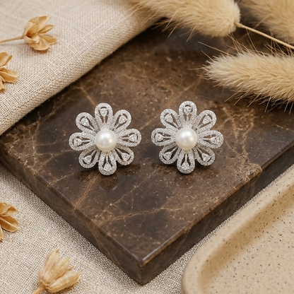 Namita Pearl and Zirconia Earrings