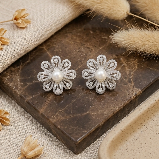 Namita Pearl and Zirconia Earrings