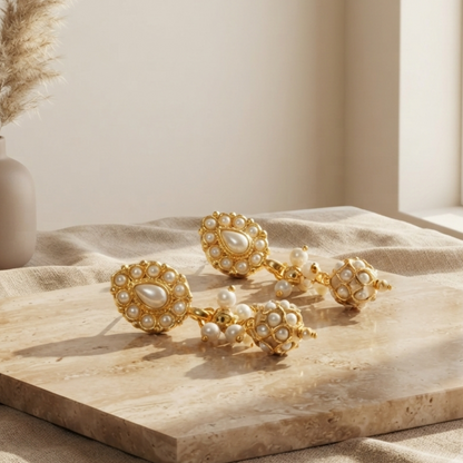 Zaveri Pearls Traditional Gold Toned Drop Earrings