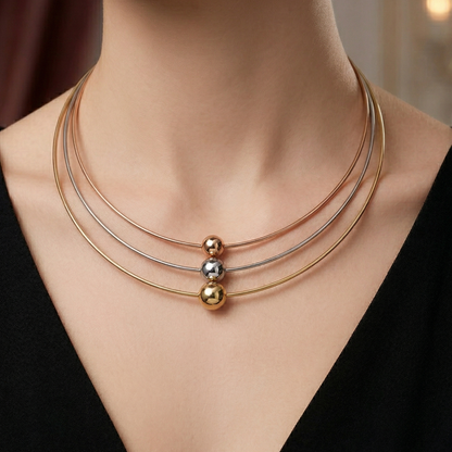 Amy Three Toned Modern Neckalce