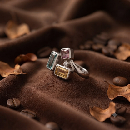 Rhodium Crystal Ring
