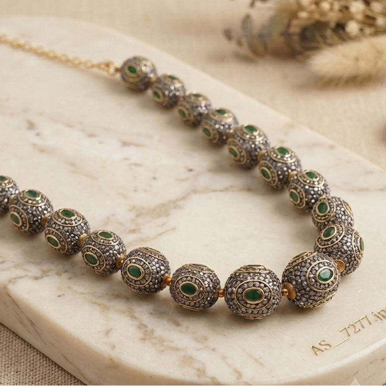 Paavni Green Stone Studded Necklace