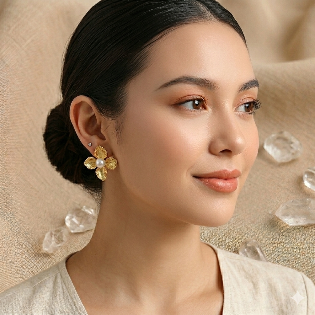 Zedal Gold and Pearl Studs