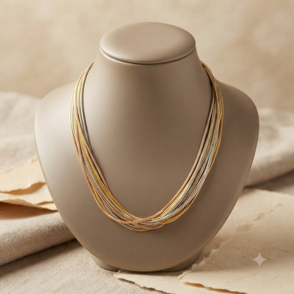 Three Toned Western Layered  Chain Necklace